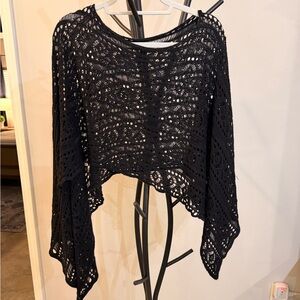 Source Unknown Black Crochet Swim Coverup